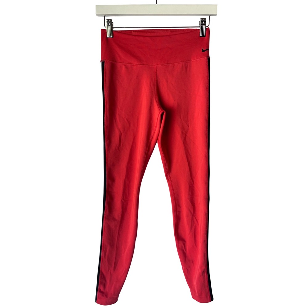 Nike Dri-FIT Womens Red High Rise Logo Leggings Size S